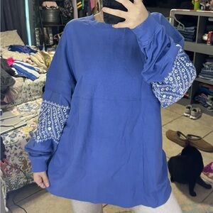 Urban Outfitters Blue Embroidered Women's Top
